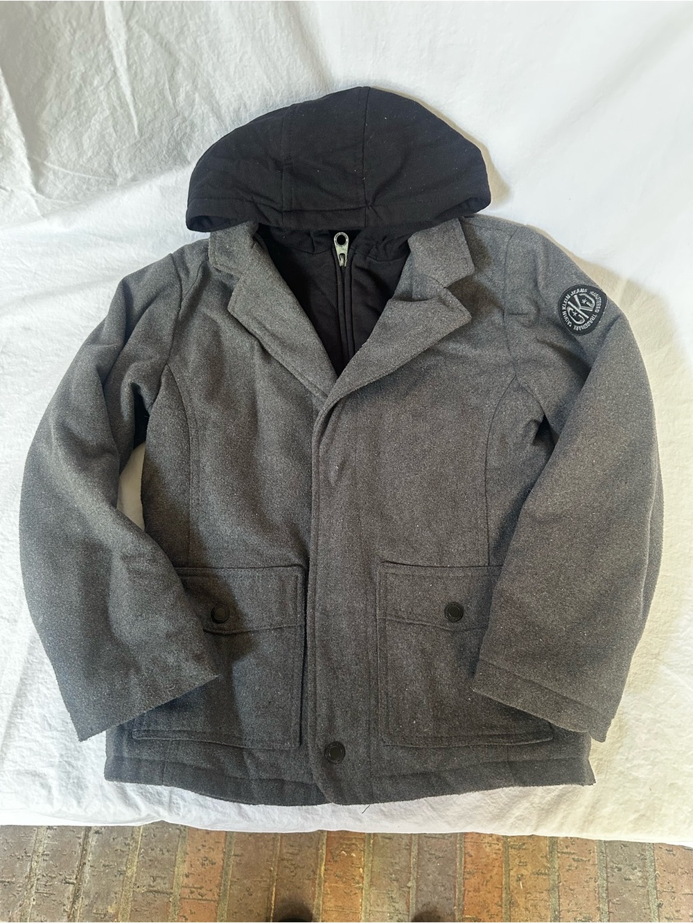 Calvin Klein Kids Gray Hooded Pea Coat